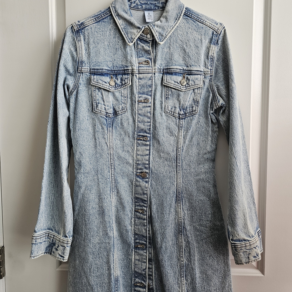 Denim Long Sleeve Button-Up Dress